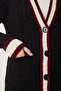 Contrast Color Knitted Sweater Cardigan Black Lyy0084 - 5