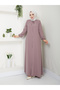 Hijab Clothing Crepe Fabric Collar Lace-Up Ferace Dried Rose - 5