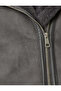 Faux Fur Collar Leather Look Zippered Pocket Biker Jacket - 6
