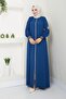 Tesettür Gi̇yi̇m Ferace Cream Color with Bibed Sleeves, Flawed Cuffs, Ribbed - 7
