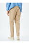 Regular Waist Straight Fit Cotton Waist Lace up Trousers - 4