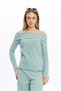 Women's Mint Green Color Wide Report Hooded Fabric Madonna Collar Bottom-Top Suit My Madonnatak - 3