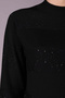 Women's Half Turtleneck Striped Patterned Glittery Knitwear Wool Sweater 2528 Black - 3