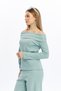 Women's Mint Green Color Wide Report Hooded Fabric Madonna Collar Bottom-Top Suit My Madonnatak - 6