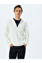 Hooded Cotton Blended Raster Basic Half Zipper Sweatshirt