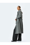 Double Breasted Long Stitched Coat with Applique Pockets and Belt Detail - 2