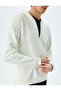 Hooded Cotton Blended Raster Basic Half Zipper Sweatshirt - 5