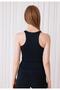 Women's Black Color Zero Sleeve Sports Crop Blouse - 7