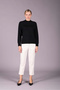 Women's Half Turtleneck Striped Patterned Glittery Knitwear Wool Sweater 2528 Black - 2