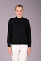 Women's Half Turtleneck Striped Patterned Glittery Knitwear Wool Sweater 2528 Black