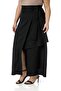 Plus Size Front Slit Ornamental Lacing Detail Bag Pocket Black Midi Skirt - 6