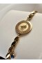 Gold Tuğra Model - Barley Steel Bracelet with Stainless Chain and Evil Eye Beads - 4