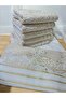 Set of 6 Çınar Embroidered Velvet Hand Towels 50X90Cm - Gold