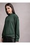 Solid High Neck Sweatshirt with Half Zip Closure - 4