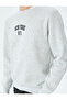 Crew Neck Embroidered Slogan Sweatshirt - 5