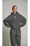 Women's Oversize Sweatshirt Hoodie High-Printed Smoked – Hooded, Kangaroo Pocket, 3 Thread Ribs - 2