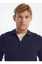 Hexagonal Classics Men's Indigo Cotton Standard Fit Regular Fit Polo Neck Dobby Knitwear Sweater - 4