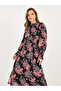 All Over Print Balloon Sleeves A-Line Midi Dress - 5