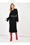 Textured Knit Round Neck Sheath Midi Dress