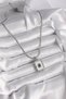 Ramia-Premium |   316L Steel Silver Color Italian Chain White Pearlescent Square Portrait Model Emerald Stone Deta - 2