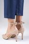 Sofia Nude Patent Leather Ankle Strap Side Buckle Women's Heeled Shoes - 2