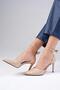 Sofia Nude Patent Leather Ankle Strap Side Buckle Women's Heeled Shoes - 4