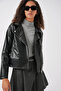 1044 Women's Faux Leather Jacket - Black