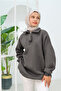 Women's half-zip detail sweatshirt - smoke - 2