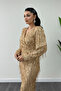 Fringed sequin fabric pencil dress - gold - 3