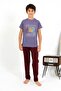 Boy's Short Sleeve Combed Cotton Pajama Suit 20758 Purple - 4