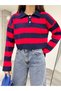 Striped Polo Collar Cotton Knitwear Sweater - 7