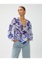 Chiffon Blouse Floral V-Neck