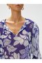 Chiffon Blouse Floral V-Neck - 5
