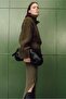 Khaki Zipper Collar Sheepskin Women's Sweatshirt Mg2261 - 3