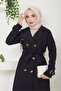 Cotton Bondit Fabric Trench Coat / M0105 - Black - 5