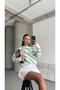 Ribbed Zebra Pattern Knitwear Sweater Mint - 3