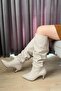Women's Tamara Cream Skin Ice Cream Pointed Toe Nail Heel Boots - 2