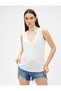 V-Neck Basic T-Shirt with Slit Detail - 3