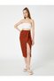 Midi Skirt with Slit and Tie Waist Wrap
