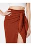 Midi Skirt with Slit and Tie Waist Wrap - 5