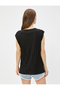 Striped T-Shirt Sleeveless Slit Detailed - 4
