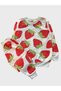 Girl's Cotton Raised Gray Strawberry Print Long Sleeve Winter Pajamas Set - 2