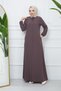 Hijab Clothing Crepe Fabric Ferace Collar Lace-up Mink - 2