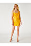 Satin Mini Evening Dress with Strap Detail - 3