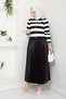 Women's Knitwear Cardigan Pleated Skirt Set - Black - 7