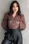 Women's Princess Long Sleeve Court Collar Leopard Print Blouse Coffee - 2