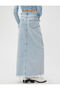 Midi Denim Skirt Front Slit Detailed Pocket Cotton - 3