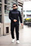 Men's Stylish Tracksuit Set with Embroidery Detail on the Chest, Dark Navy - 2