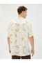 Summer Shirt Short Sleeve Turndown Collar Abstract Print Detailed Viscose Fabric - 4
