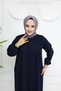 Navy Blue Hijab Cap Ferace - with Button Detail and Robe - 4